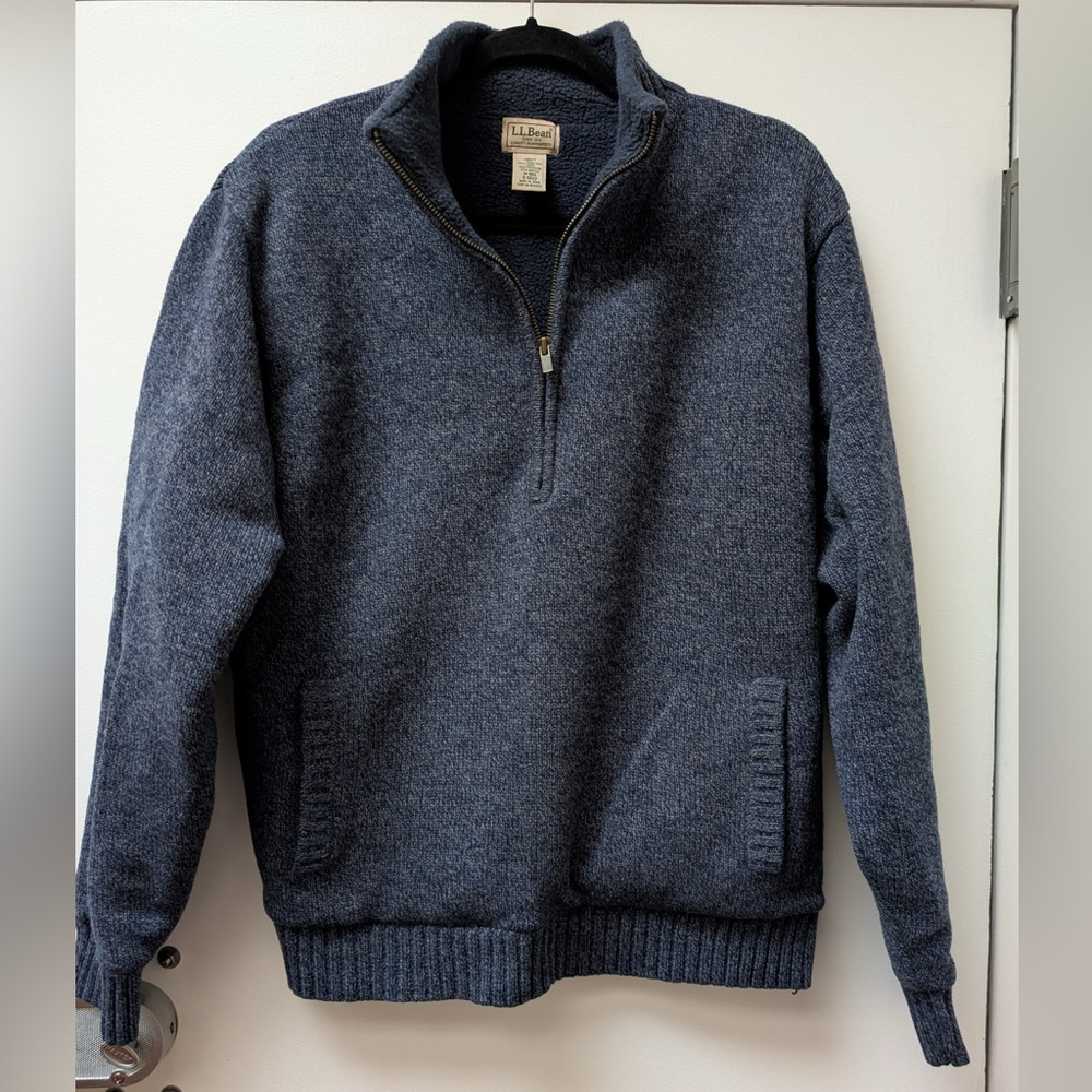 LL Bean Vintage Lambswool Zip Up Sweater